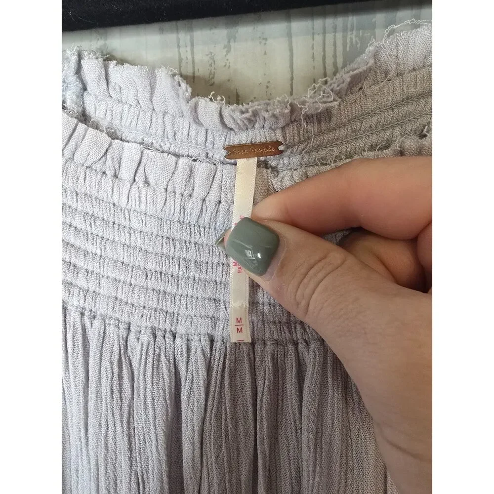 Free People Peasant Babydoll Dress Medium Light Gray - Picture 3 of 7